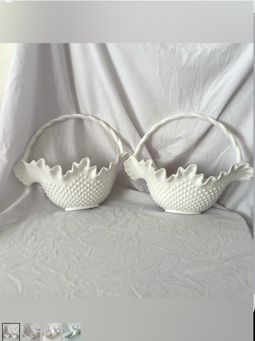 Vintage Burwood hobnail white wall basket pockets glam 60s cottage home decor.